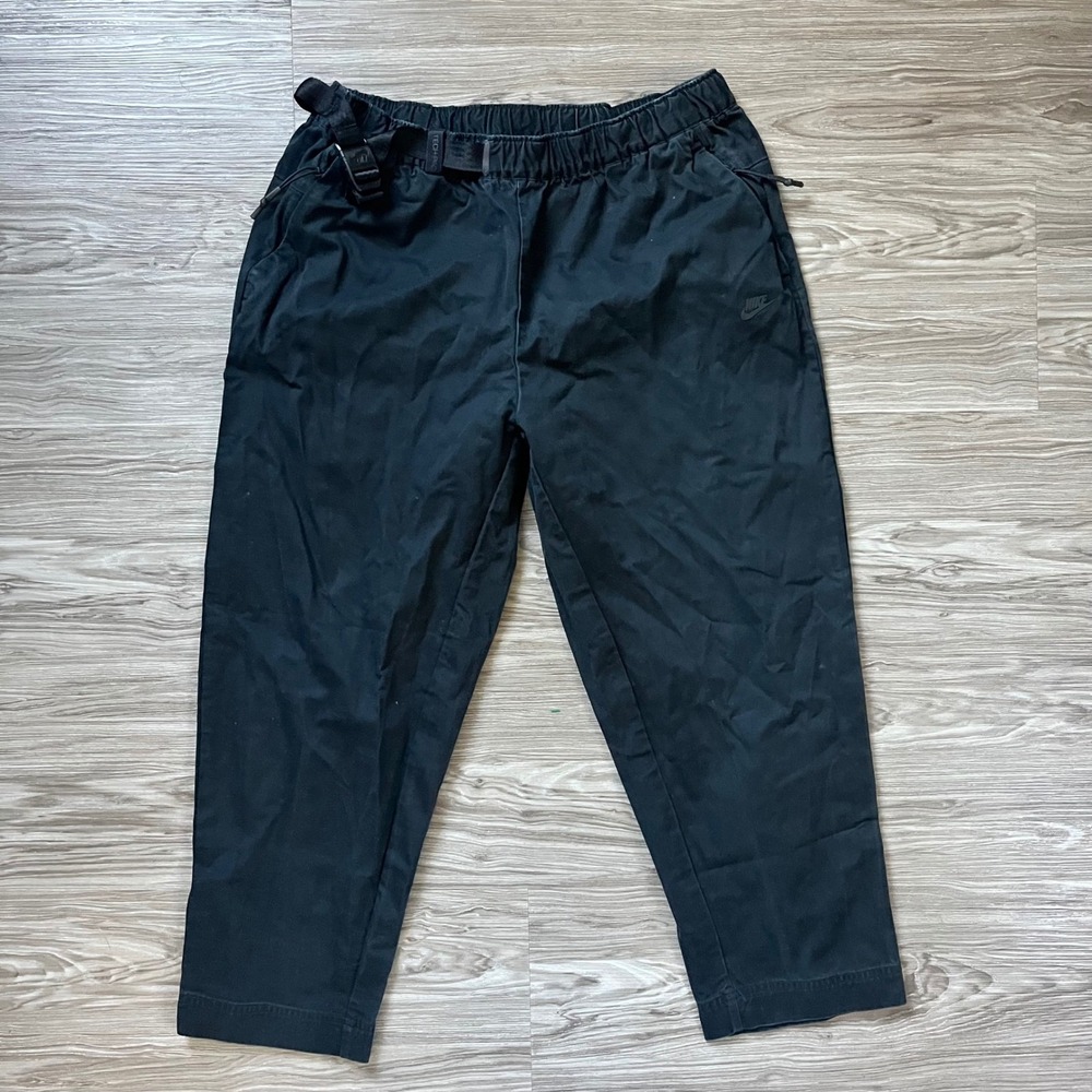 Nike Tech Pack Mens Black Belted Cargo Pants Tapered Cotton Trousers Large